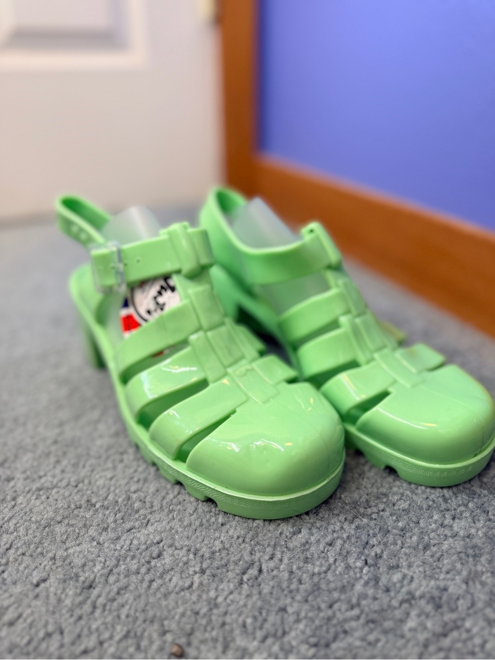 Juju Babe Lime Green Jelly Heeled Fisherman Sandals